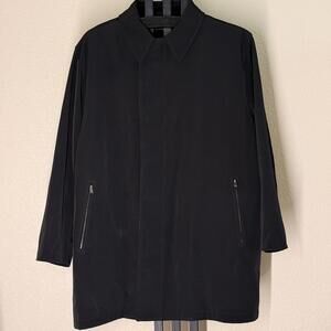 Calvin Klein Mens 44 Long Mac Coat Black Overcoat Zip Out Liner Trench Style
